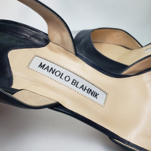 Manolo Blahnik Navy Blue with Silver sz 39.5 8.5 9 - Picture 5 of 10